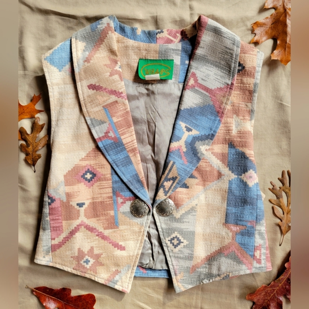 Wraps Western Style Pastel Vest with Silver Accents